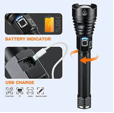 P90 LED Rechargeable Laser Flashlight